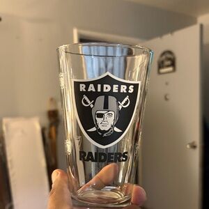 NFL Raiders Black and White Pint Glass